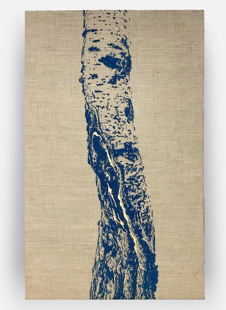 «Cartografía III», cianotipia sobre lino de Sara Tana