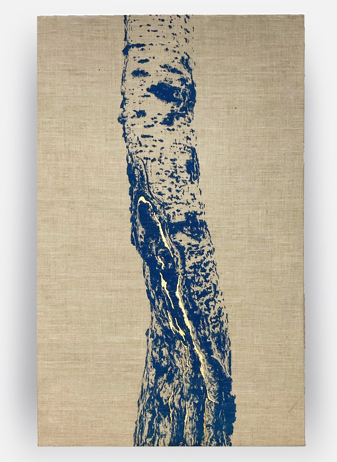 «Cartografía III», cianotipia sobre lino de Sara Tana
