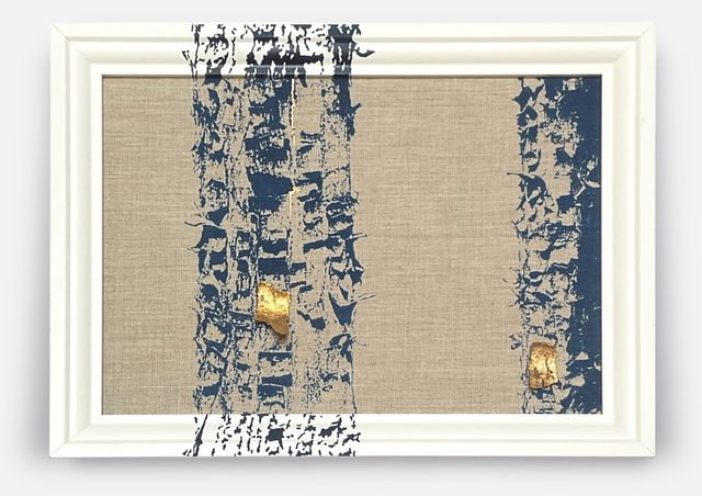 «Cartografía IV», cianotipia sobre lino de Sara Tana