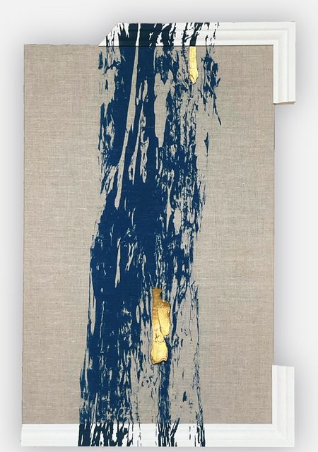 «Cartografía VII», cianotipia sobre lino de Sara Tana